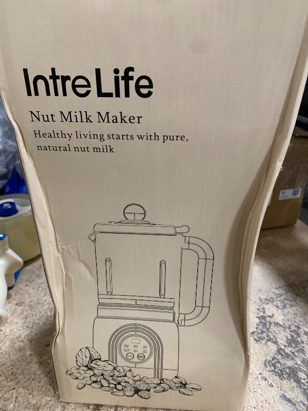 Photo 1 of IntreLife 40 oz Nut Milk Maker Machine with 18700 RPM High Speed, No Soaking Needed 8 in 1 Soy Milk Maker, Plant Based Milk Maker for Almond, Oat, with Delay Start/Keep Warm/Self Cleaning, Black