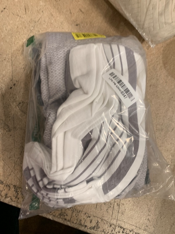 Photo 1 of 6 Pack 20x28" Absorbent Cotton Kitchen Towels with Hanging Loop - Grey Striped