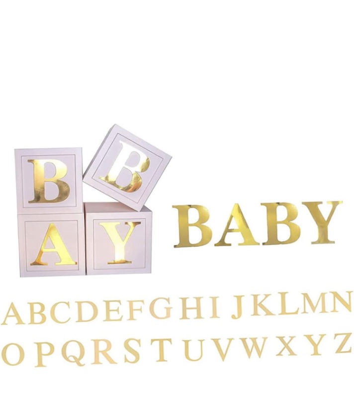 Photo 1 of 1Set Shower Balloon Boxes Decorative Boxes with Letters Alphabet Letters for Gender Reveal Decorations Birthday Party Displays