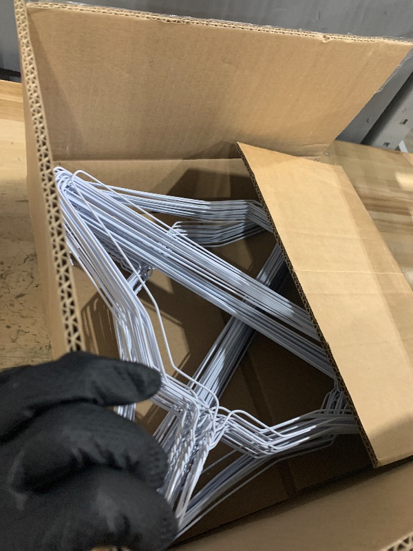 Photo 1 of 100 Wire Hangers - White Metal Hangers in Bulk - 18 Inch Thin Standard Dry Cleaner Coated Steel
