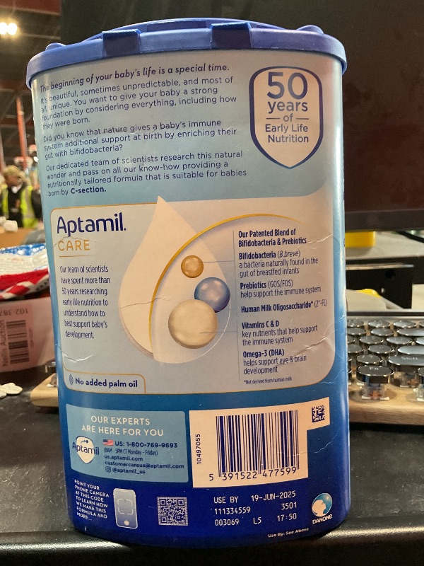 Photo 1 of Aptamil Care Stage 1, Milk Based Powder Infant Formula, Also for C-Section Born Babies, with DHA & ARA, Omega 3 & 6, Prebiotics, Contains No Palm Oil, 28.2 Ounces