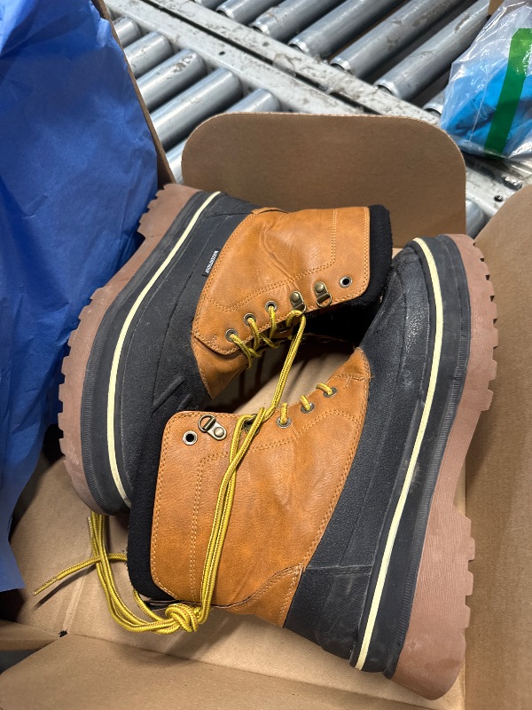 Photo 1 of Bruno Marc Men's Insulated Waterproof Snow Boots Warm Fur Lined Outdoor Winter Boot Brown/Yellow,Size10,SBSB229M
