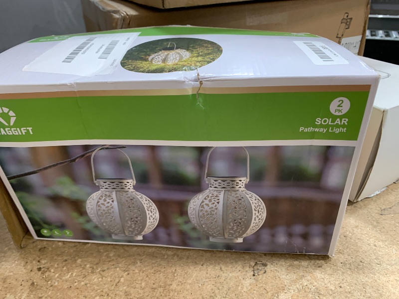 Photo 1 of MAGGIFT 2 Pack Hanging Solar Lights,Outdoor Ramadan Solar Lanterns,Garden Decorative Hanging Solar Light,Beige White