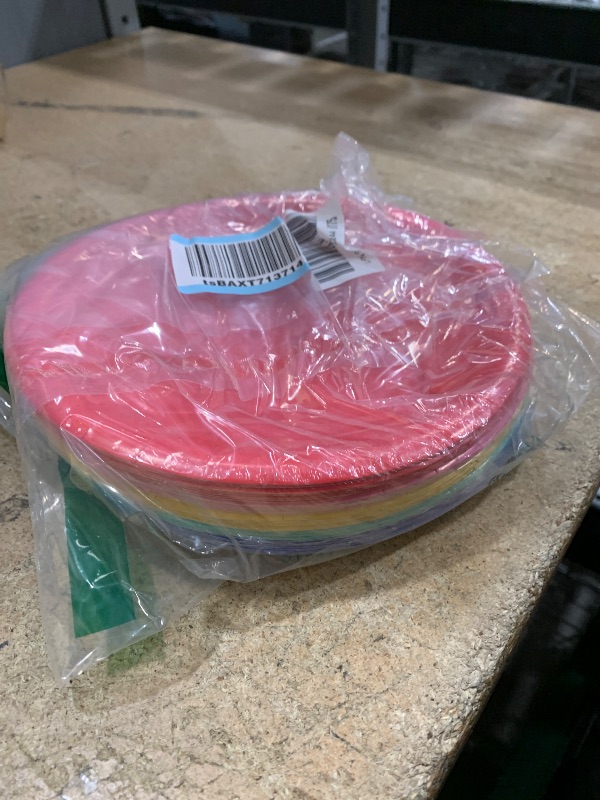 Photo 1 of American Greetings Rainbow Party Supplies for Graduation, Birthdays and All Occasions, Multicolor Paper Dinner Plates (50-Count)
