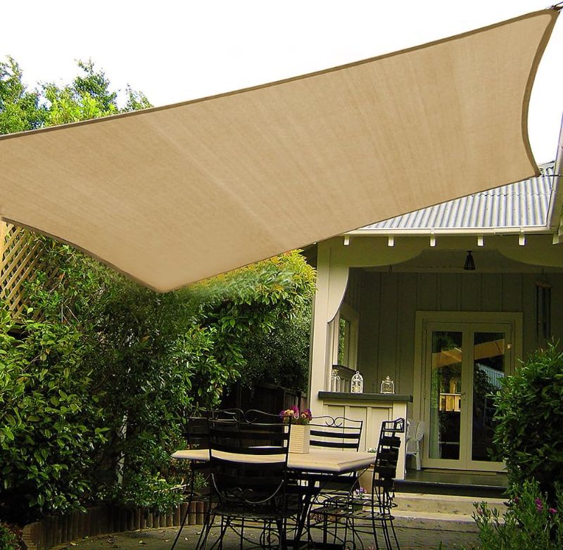 Photo 1 of Shade&Beyond Sun Shade Sails Curved Canopy Square Sand 185GSM Shade Sail Permeable for Patio Deck Yard Backyard, **SIZE UNKNOWN
