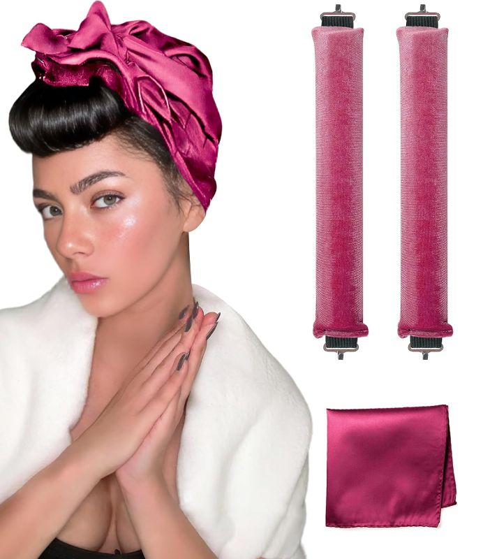 Photo 1 of Heatless Curls Overnight Rods No Heat Hair Curlers to Sleep Jumbo Foam Large Hair Rollers for Long Short Hair Heatless Curling Rod Set Styling Tools with Silk Scarf Wrap for Sleeping Sonic
