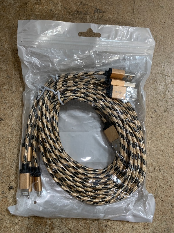 Photo 1 of USB APPLE VMAN Multi Charging Cable [2Pack 4FT], 3 in 1 Charging Cable Nylon Braided USB-C Multiple Charger Cord with Type-C, Micro USB and IP Port for Cell Phones and More (Golden)
