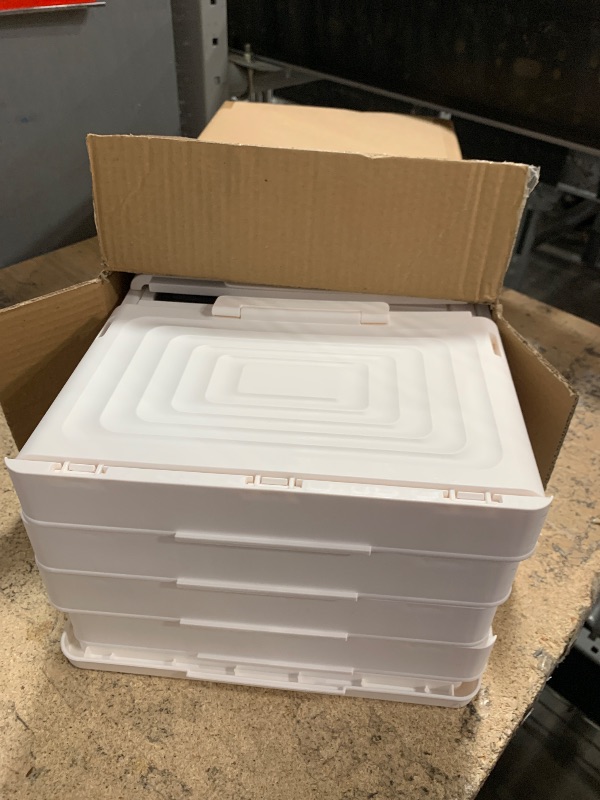 Photo 1 of 4 Tier Plastic Storage Bins with Lid 23QT, Stackable Storage Containers with Wheels, Folding Storage Boxes, Stackable Storage Bins, Closet Organizers and Storage for Living Room,Office,Dorm