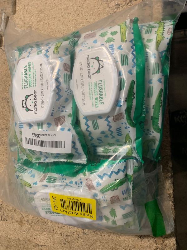 Photo 1 of Amazon Brand - Mama Bear Fragrance Free Hypoallergenic Flushable Toddler Toilet Wipes, 336 Count (8 Packs of 42)