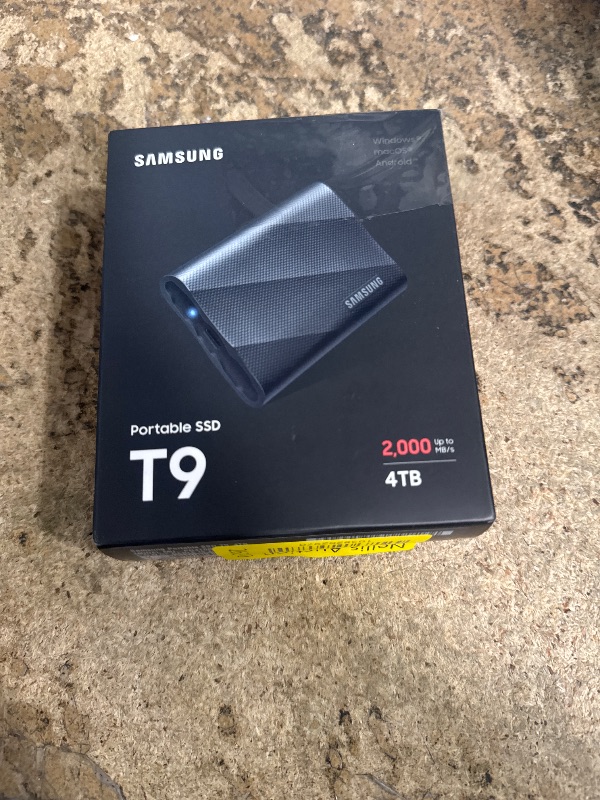 Photo 1 of Samsung T9 Portable SSD 1TB, USB 3.2 Gen 2x2 External Solid State Drive, Seq. Read Speeds Up to 2,000MB/s for Gaming, Students and Professionals, MU-PG1T0B/AM, Black (pack of 1)