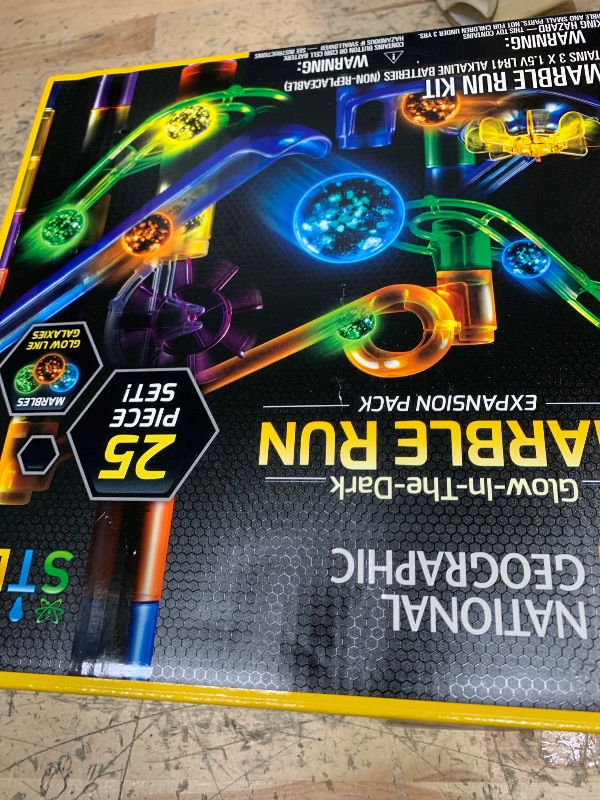 Photo 1 of NATIONAL GEOGRAPHIC Glowing Marble Run Expansion Pack - 5 Glow in The Dark Glass Marbles, 20 Construction Pieces, UV Light, Great Creative STEM Toy for Girls and Boys