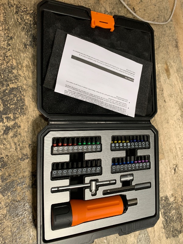 Photo 1 of KNINE OUTDOORS Torque Screwdriver Wrench Driver Set 10-70 Inch Pounds lbs for Maintenance with T-bar Handle, 40 Hex Bits, 1/4" Socket, Shaft Extension, For Tools, Bike Repairing and Mounting (Orange)