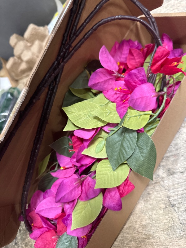 Photo 1 of IPOPU Bougainvillea Artificial Flowers 30.31 in Bougainvillea Artificial Stems Silk Flowers Silk 4 PCS Faux Bougainvillea for Wedding Centerpieces Home Garden DIY Decor(Fuchsia)