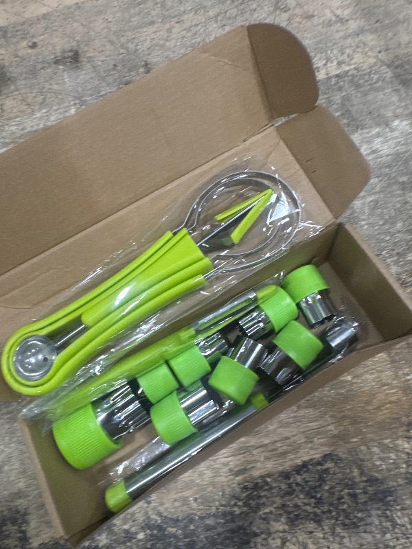 Photo 1 of 14 Pack Melon Baller Scoop Set - 4 in 1 Stainless Steel Fruit Tool Set Fruit Scooper Seed Remover with Fruit Vegetable Cutter Shapes Set Fruit Peeler for Fruit Slicer Dig Pulp Separator