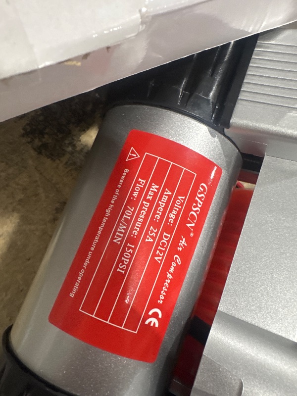Photo 1 of *UNABLE TO TEST* GSPSCN Silver Tire Inflator Heavy Duty Double Cylinders with Portable Bag- Car Accessories?Metal 12V Air Compressor Pump 150PSI with Adapter for Car, Truck, SUV Tires, Dinghy, Air Bed etc
