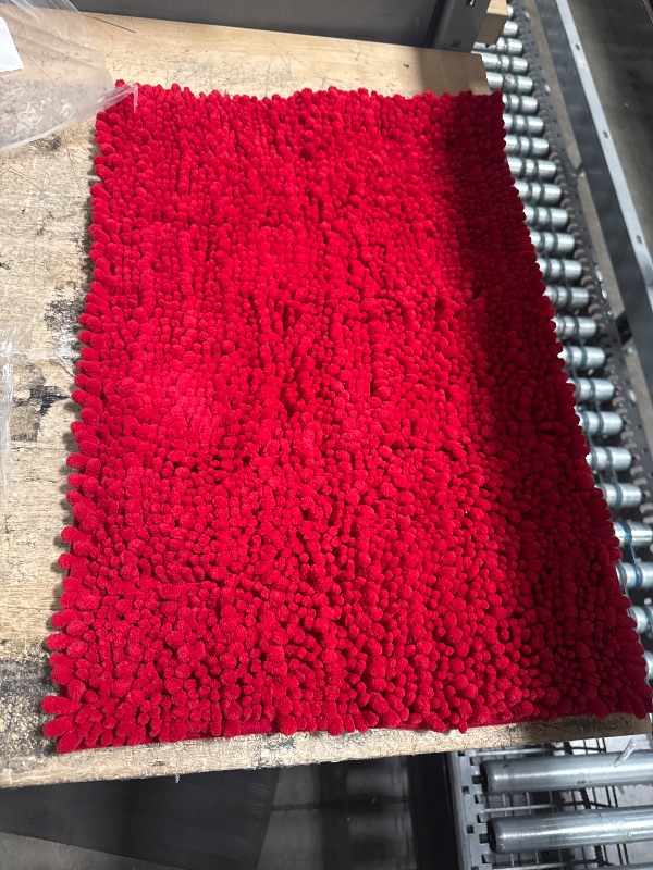 Photo 1 of Arotive Luxury Chenille Bathroom Rug Mat, Extra Soft Thick Absorbent Shaggy Bath Rugs, Non-Slip Machine Wash Dry, Plush Bath Mats for Bathroom, Shower and Tub, 30x20, Red