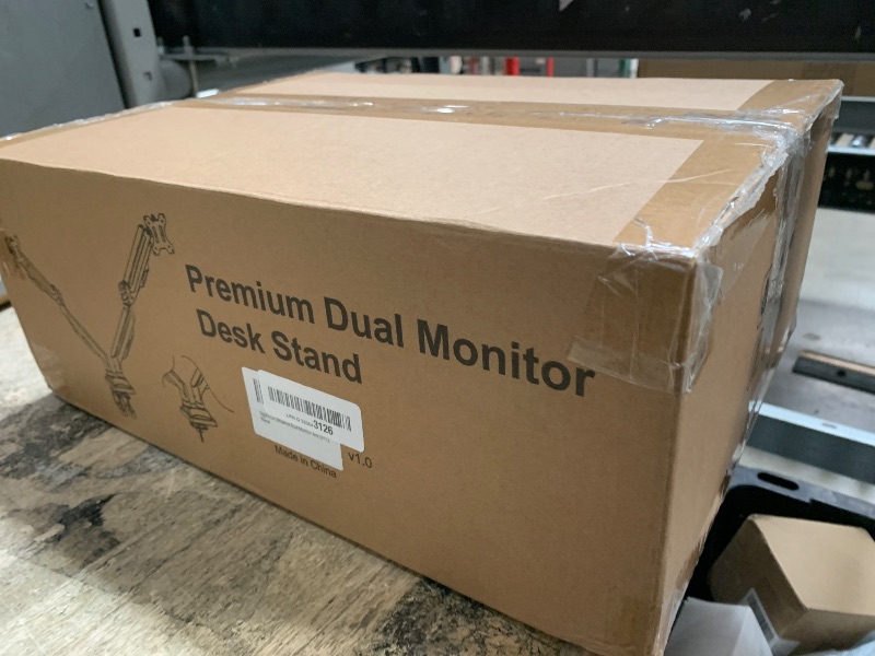 Photo 1 of FOR PARTS ONLY**ErgoFocus Dual Monitor Mount for Screens up to 43", Heavy Duty Ultrawide Dual Monitor Arm Holds Max 33lbs Each, Premium Gas Spring Adjustable Computer Monitor Stand for 2 Monitors, VESA Desk Mount