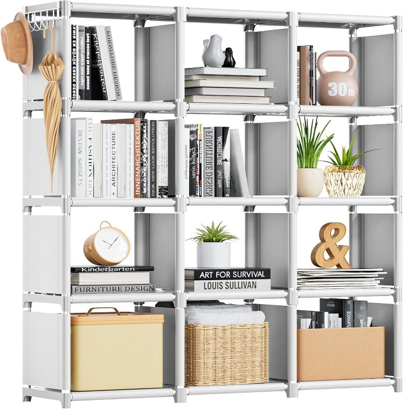 Photo 1 of Mavivegue Book Shelf, 12 Cube Storage Organizer, Closet Storage Organizer, White Cubicle Storage Rack

