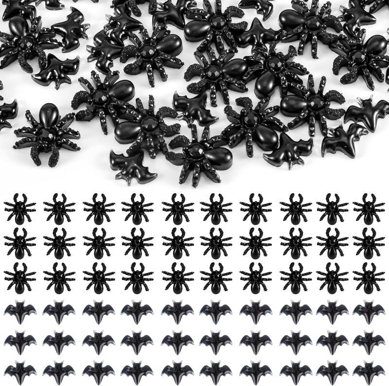 Photo 1 of 60pcs Mini Bats and Mini Spiders, Tiny Resin Bats Miniature Spiders Small Resin Spiders Halloween Miniatures for DIY Crafts Home Miniature Landscape Decoration
