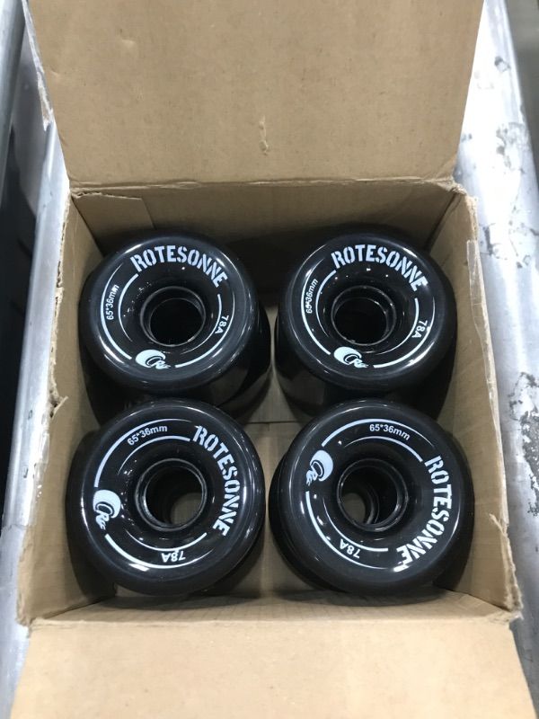 Photo 1 of 8 Pack 78A Quad Roller Skate Wheels 65 x 36mm with ABEC-9 Bearings Installed for Double Row Skating, Quad Skates Accessories Outdoor/Indoor Use (Black)