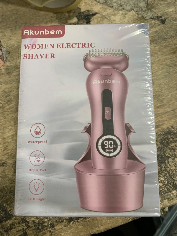 Photo 1 of Akunbem Electric Shaver for Women for Legs Bikini Trimmer Electric Razors for Women Underarm Public Hairs Rechargeable Womens Shaver Wet Dry Use Painless Cordless with Detachable Head (Pink)