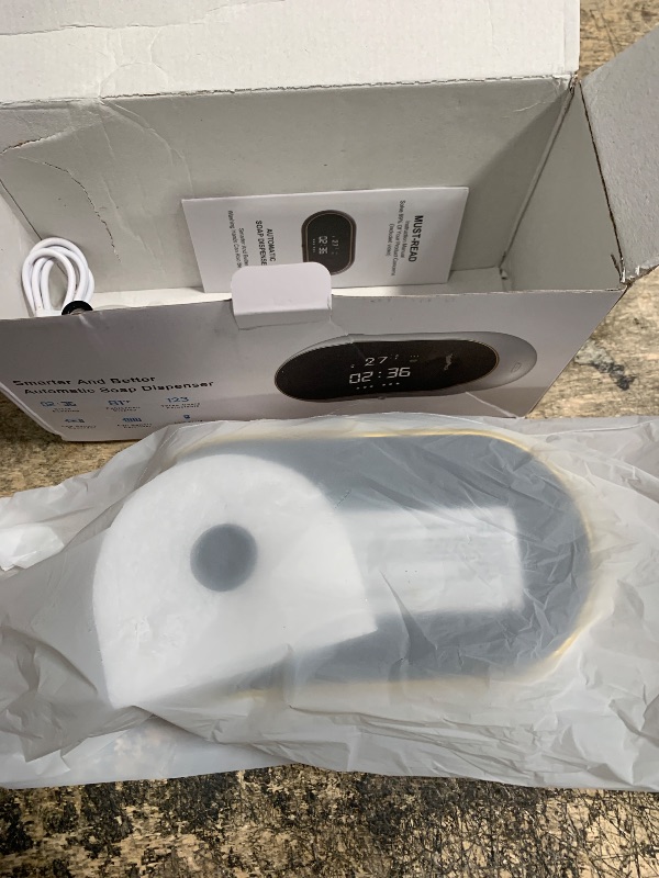 Photo 1 of Automatic Soap Dispenser Foam Bathroom: Wall Mount Rechargeable Touchless Adjustable Auto Smart Electric Plastic White Foaming Soap Dispenser with Clock - Kitchen - Hand Dish Lotion Couple Kids