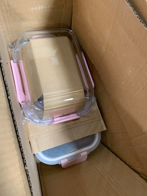 Photo 1 of *MISSING SOME ONLY 2* VERONES 10Pack Glass Meal Prep Containers, Airtight Glass Lunch Containers,Stackable Glass Food Storage Containers Set with Lids,Exclusive of BPA, for Microwave,Oven, Freezer&Dishwasher Friendly,Pink