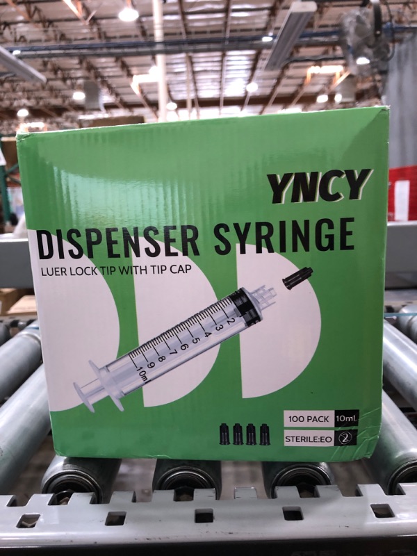 Photo 1 of 100 Pack 10ml Syringes Luer Lock with Cap, 10cc Syringe without Needle for Liquid, Individual Sterilized Wrapped