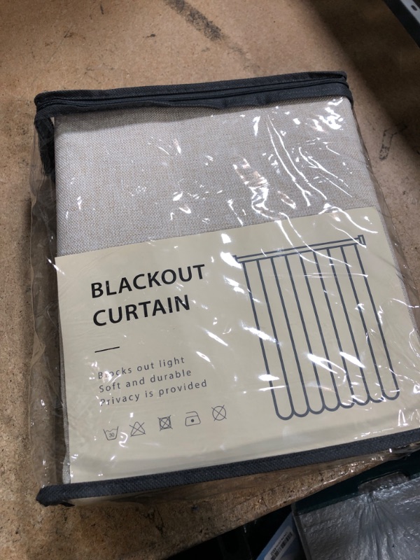 Photo 1 of 100% Blackout Shield Linen Blackout Curtains for Bedroom 84 Inches Long, Back Tab/Rod Pocket Living Room Drapes, Thermal Insulated Blackout Curtains 2 Panels Set, 50" W x 84" L, Cream