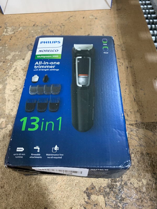 Photo 1 of Philips Norelco Multi Groomer All-in-One Trimmer Series 3000-13 Piece Mens Grooming Kit for Beard, Face, Nose, Ear Hair Trimmer and Hair Clipper - NO Blade Oil Needed, MG3740/40