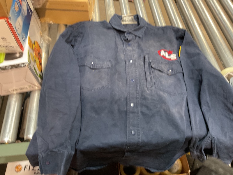 Photo 1 of DPSAFETY FR Shirt 7oz Fire Resistant Shirts Men's,CAT2 Welding Shirt 100% Cotton Flame Resistant Shirts Navy (Large)