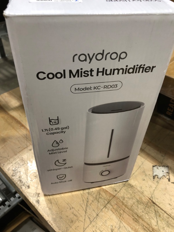 Photo 1 of raydrop Cool Mist Humidifiers for Home Babies, 1.70 L Quiet and Small Ultrasonic Humidifier for Bedroom Nightstand, Space Saving, Auto Shut Off - (0.45 Gallon, US 110 V)