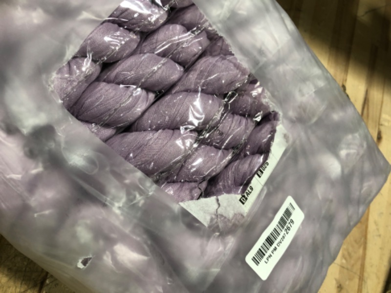 Photo 1 of 12 Pieces Lilac Cheesecloth Table Runner 10FT Pink Runner for Tables Gauze Fabric Boho 35 x 120 Inches Long Table Runner Decoration Rustic Sheer Runner for Wedding Baby Birthday Party Lilac
