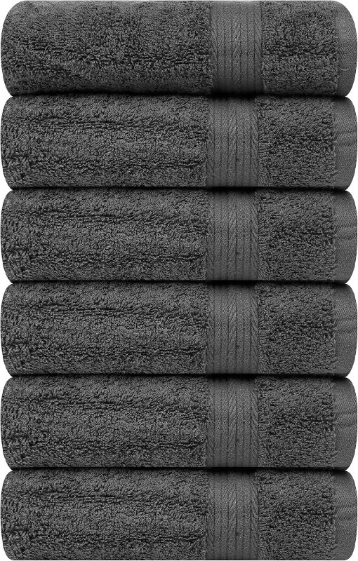 Photo 1 of Ample Decor Hand Towel 18 X 28 Inch Pack of 6 600 GSM 100% Cotton,Soft Absorbent Thick Durable Premium Quality, for Hotel, Bathroom, Spa, Daily Use, Gym - White
