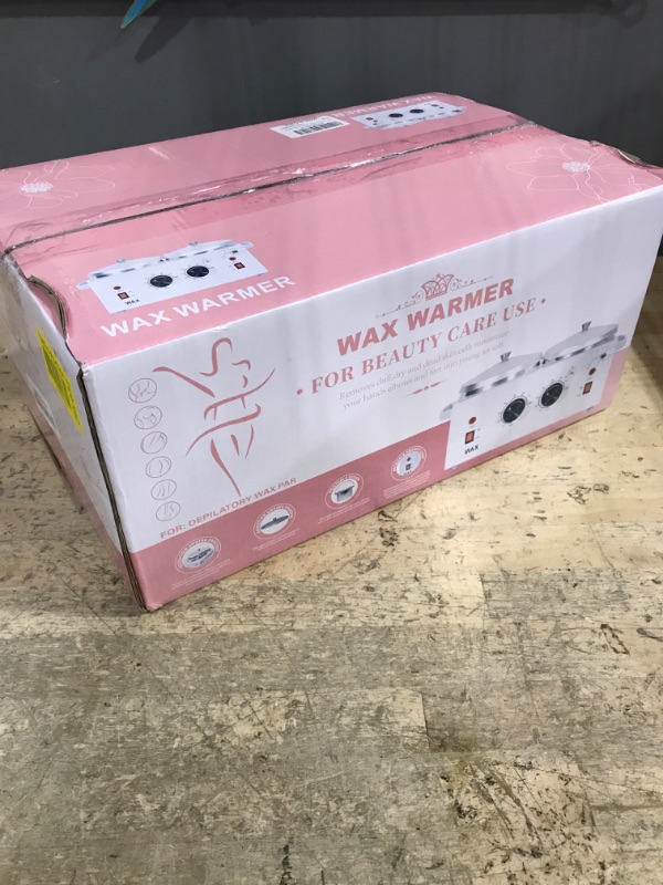 Photo 1 of 1.2L Double Portable Wax Warmer Machine for Painless Hair Removal, Women Men Professional Wax Heater with Adjustable Temperature Set, 40pcs Sticks