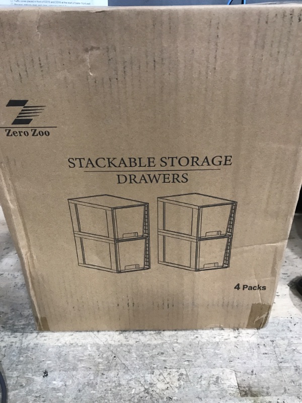 Photo 1 of 4Pack Large Stackable Kitchen Storage Drawers, Clear Foods Organizer Bins with Handles, Easily Assemble for Bathroom, Kitchen, Pantry, Cabinet, Closet(XL-Down Handle)