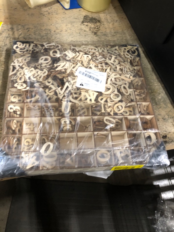 Photo 1 of 1 Inch 1048 Pieces Wood Letters for Crafts Unfinished Wooden Alphabet Letters with Sorting Tray for Scrapbooking