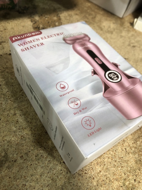Photo 1 of Akunbem Electric Shaver for Women for Legs Bikini Trimmer Electric Razors for Women Underarm Public Hairs Rechargeable Womens Shaver Wet Dry Use Painless Cordless with Detachable Head (Pink)