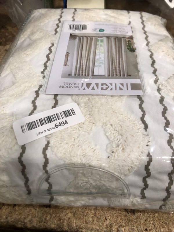 Photo 1 of INK+IVY Imani 100% Cotton SINGLE PANEL Curtain Tufted Chenille Stripe Geometric Print Mid-Century Look Rod Pocket Top Drape for Living Room, Privacy Window Treatment for Bedroom, 50" x 84", Ivory