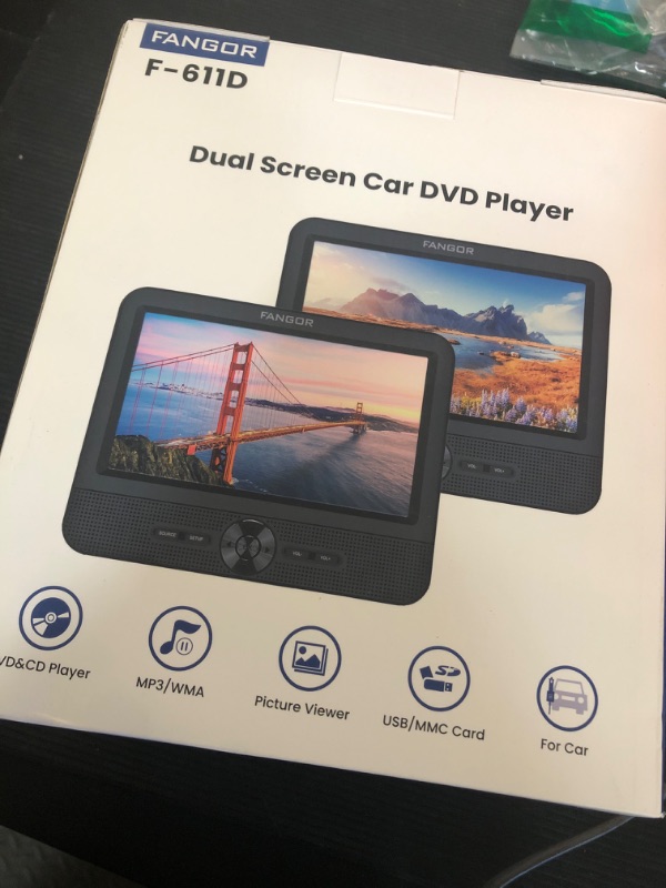 Photo 1 of FANGOR 7.5 Inch Dual Portable DVD Player for Car, Car DVD Player Dual Screen Play a Same or Two Different Movies with Headrest Strap, Support Last Memory, AV Out/in, USB/SD Card, All Regions