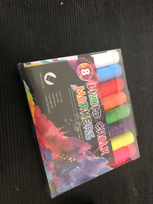 Photo 1 of Window Chalk Markers for Cars Washable: 8 Colors Jumbo Liquid Chalk Marker with 10mm Thick Tips, Big Chalkboard Markers, Car Window Paint Markers Pen for Glass, Auto, Bistro, Mirror, Poster, Business