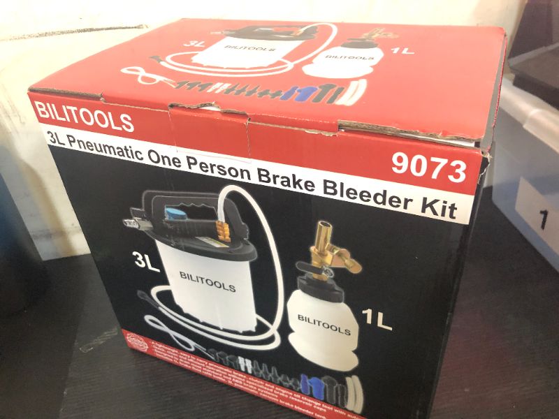 Photo 1 of BILITOOLS 3L Vacuum Brake Bleeder Kit, One Person Pneumatic Brake Fluid & Clutch Bleeding Extractor Tool with Adapters & 1L Refilling Bottle