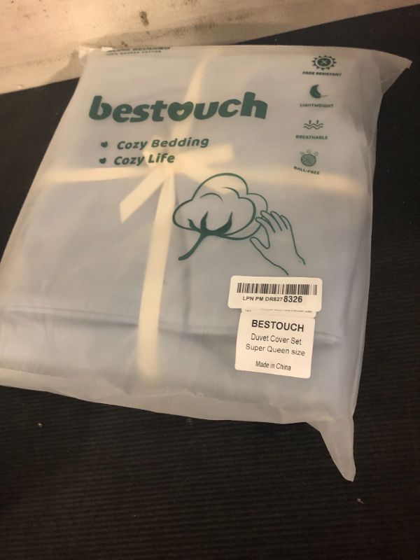 Photo 1 of BESTOUCH Duvet Cover Set 100% Washed Cotton Linen Feel Super Soft Comfortable Chic Lightweight 3 PCs Home Bedding Set Solid Cornflower Blue Super Queen