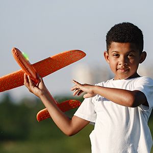Photo 1 of  LED Light Airplane,17.5" Large Throwing 2 Flight Mode Glider Plane,Flying Toy for Kids,Gifts for 3 4 5 6 7 8 9 Years Old Boy,Outdoor Sport Toys Birthday Party Favors Foam Airplane