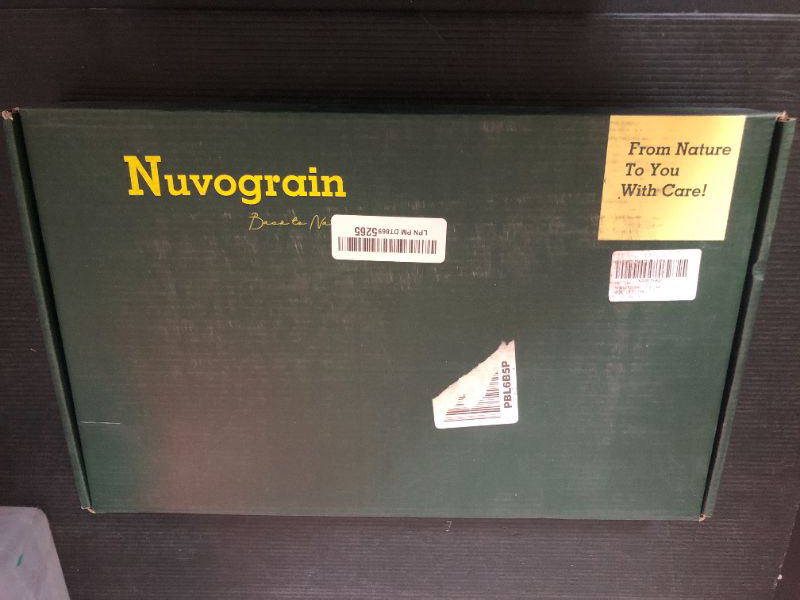 Photo 1 of Nuvograin Wood Bread Cutting Board With Slicer, Crumb Tray and Holder - Serving Tray for Kitchen, Color Combination Design - For Cake, Bagels - 9.53" Wide x 1.46" Tall