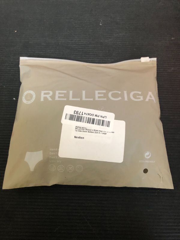 Photo 1 of RELLECIGA Women's Black High Cut Brazilian Tie Side Bikini Bottom Size X-Large