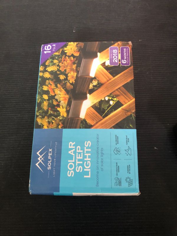 Photo 1 of SOLPEX Solar Deck Lights Outdoor 16 Pack, Solar Step Lights Waterproof Led Solar lights for Outdoor Stairs, Step , Fence, Yard, Patio, and Pathway(Warm White)