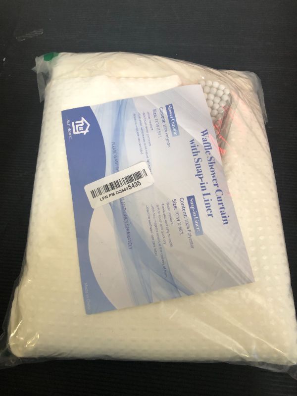 Photo 1 of N&Y HOME Extra Long Cream Waffle Weave Shower Curtain with Snap-in Fabric Liner & Hooks Set - 71" x 84", Hotel Style & Mesh Top Window, Machine Washable - 71x84 Inches, Cream