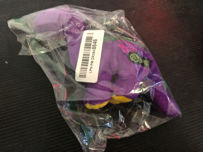 Photo 1 of goDog Just For Me Dinos Bruto Squeaky Plush Dog Toy, Chew Guard Technology - Purple, Mini	