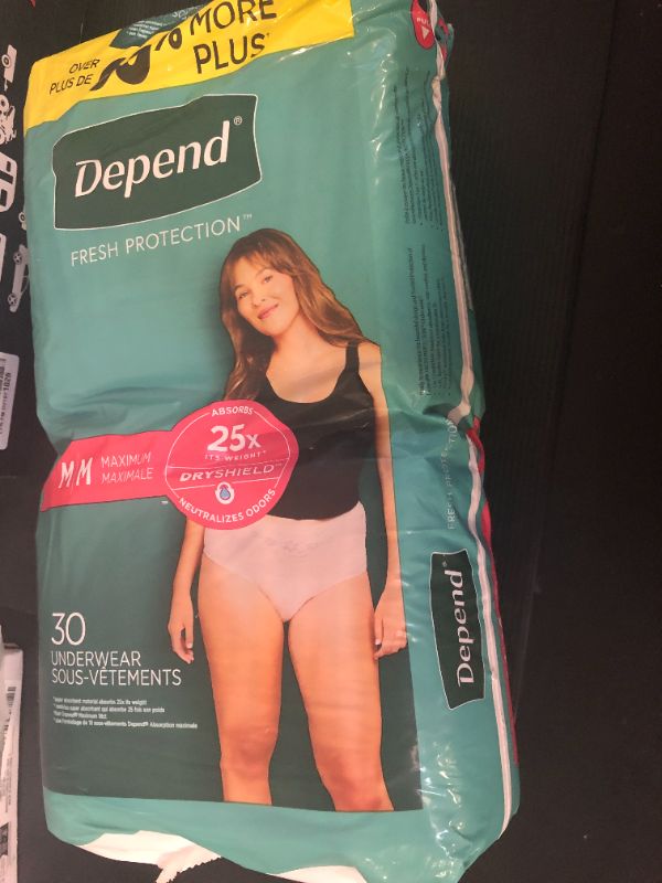 Photo 1 of Depend Fresh Protection Adult Incontinence & Postpartum Bladder Leak Underwear for Women, Disposable, Maximum, Medium, Blush, 30 Count,  